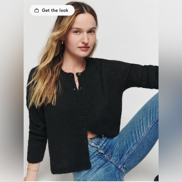 NWT Reformation Clara Crew Cardigan in Black Size Small - Picture 3 of 10